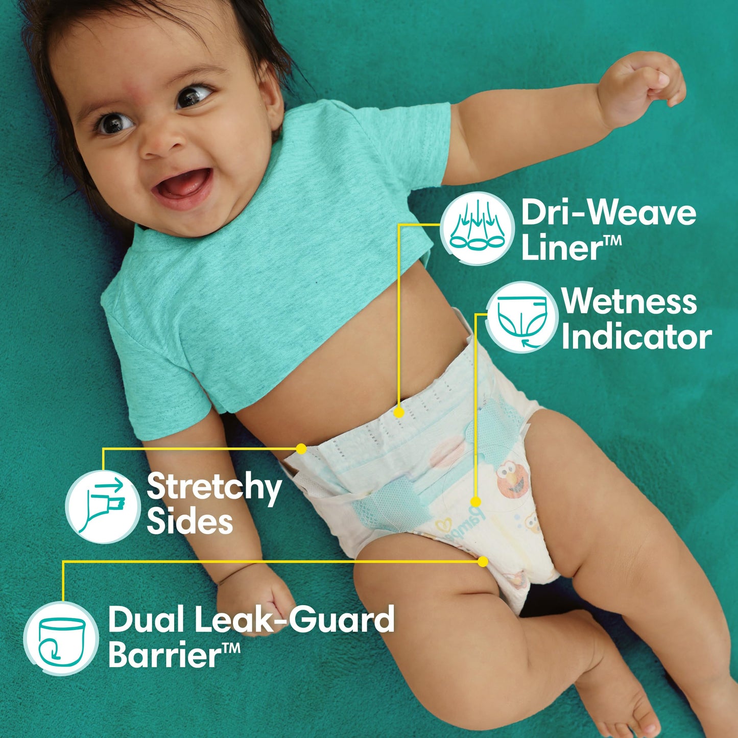 Pampers Diapers - Baby Dry - Size 5, 78 Count, Absorbent Disposable Infant Diaper (Packaging May Vary)