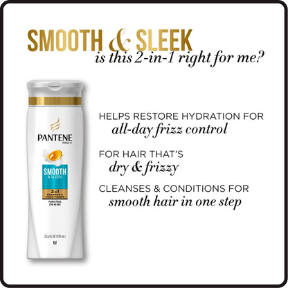 Pantene Pro-V Smooth & Sleek 2 In 1 Shampoo & Conditioner, 20.1 Fl Oz, 20.100000000000001 Fl Oz