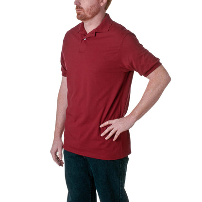 Hanes Men Cotton-Blend EcoSmart Jersey Polo,Cardinal,Large
