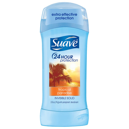 Suave Deodorant Antiperspirant Stick 48-hour Odor and Wetness Protection Tropical Paradise Deodorant for Women 2.6 oz