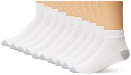 Fruit Of The Loom Men's Value 10 Pack Ankle Crew Socks, White, Shoe Size 6-12/Sock Size 10-13