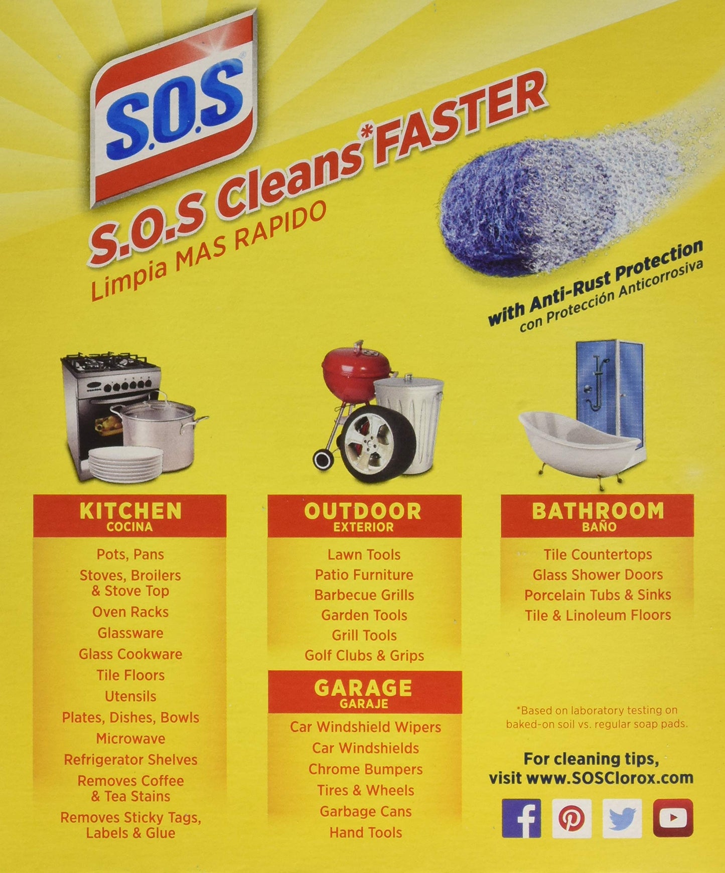 SOS Wool Steel Soap Pads 10 ct (Pack of 6)