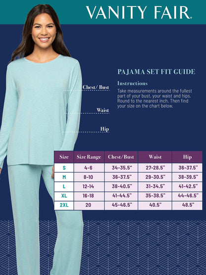 Vanity Fair Women's Beyond Comfort Modal Pajama Set (Short, Long Sleeve-Black, XX-Large