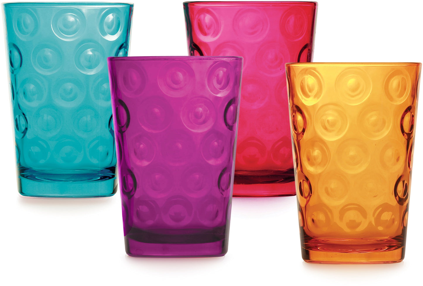 Circleware Circles Colored Heavy Base Highball Beverage, 7 oz Lead Free Dishwasher Safe Glassware Glass Tumbler Drink Cups for Water, Juice, Beer, Wine & Cocktails