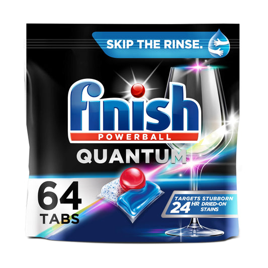 FINISH Quantum Powerball, Dishwasher Pods, Dishwasher Detergent Liquid, Dishwasher Soap, Advanced Clean & Shine, 64ct Dishwasher Tablets