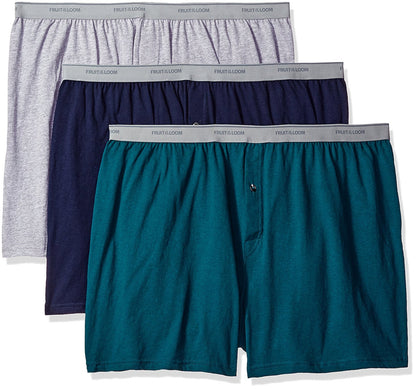 Fruit of the Loom Men's 3-Pack Premium Big Man Knit Boxer, assorted, 4X-Large