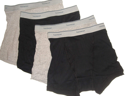 Fruit of the Loom Men's 4PK Black/Grey Trunks L
