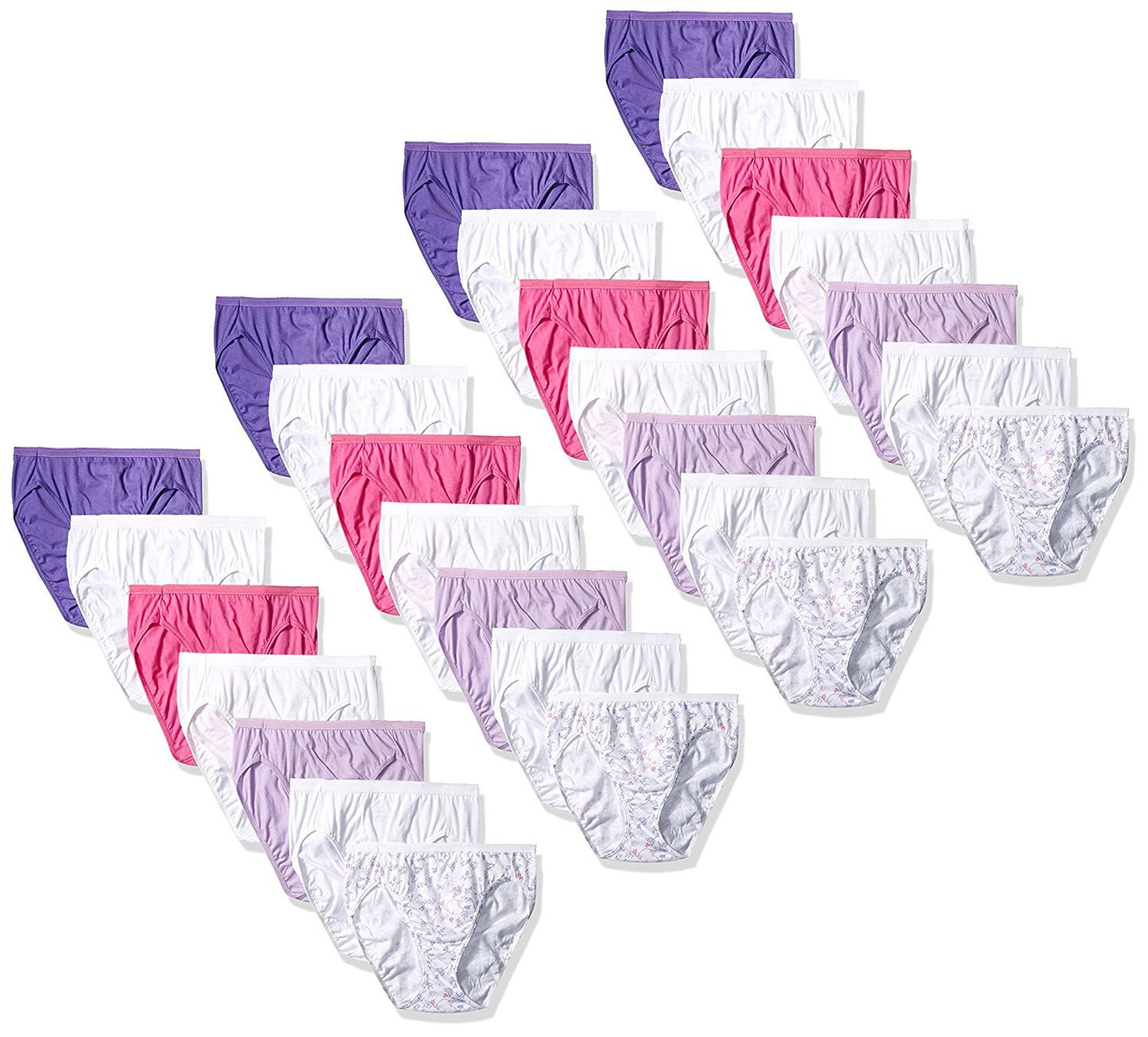 Hanes Women's 28-Pack Classic Core Cotton Hi-Cut Panty (9, White)