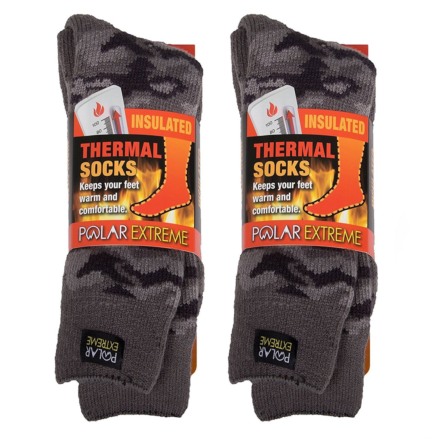 Polar Extreme Men's Thermal Sock Pack of 2 … (Grey Camo)