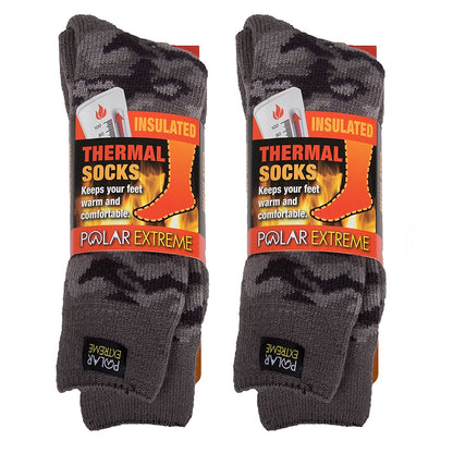 Polar Extreme Men's Thermal Sock Pack of 2 … (Grey Camo)