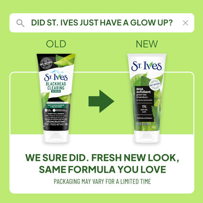St. Ives Blackhead Clearing Face Scrub, Clears Blackheads & Unclogs Pores, Green Tea & Bamboo, Salicylic Acid Acne Treatment Facial Scrub, Moderate Exfoliator with Natural Exfoliants 6 oz, 6 Pack