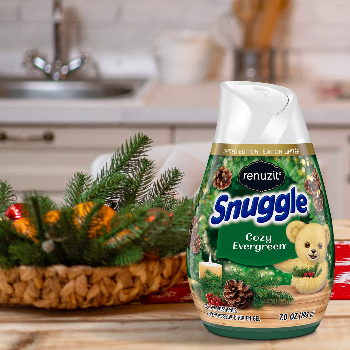 Renuzit Snuggle Seasonal Gel Air Freshener, Cozy Evergreen, 7 Ounces, 12 Count