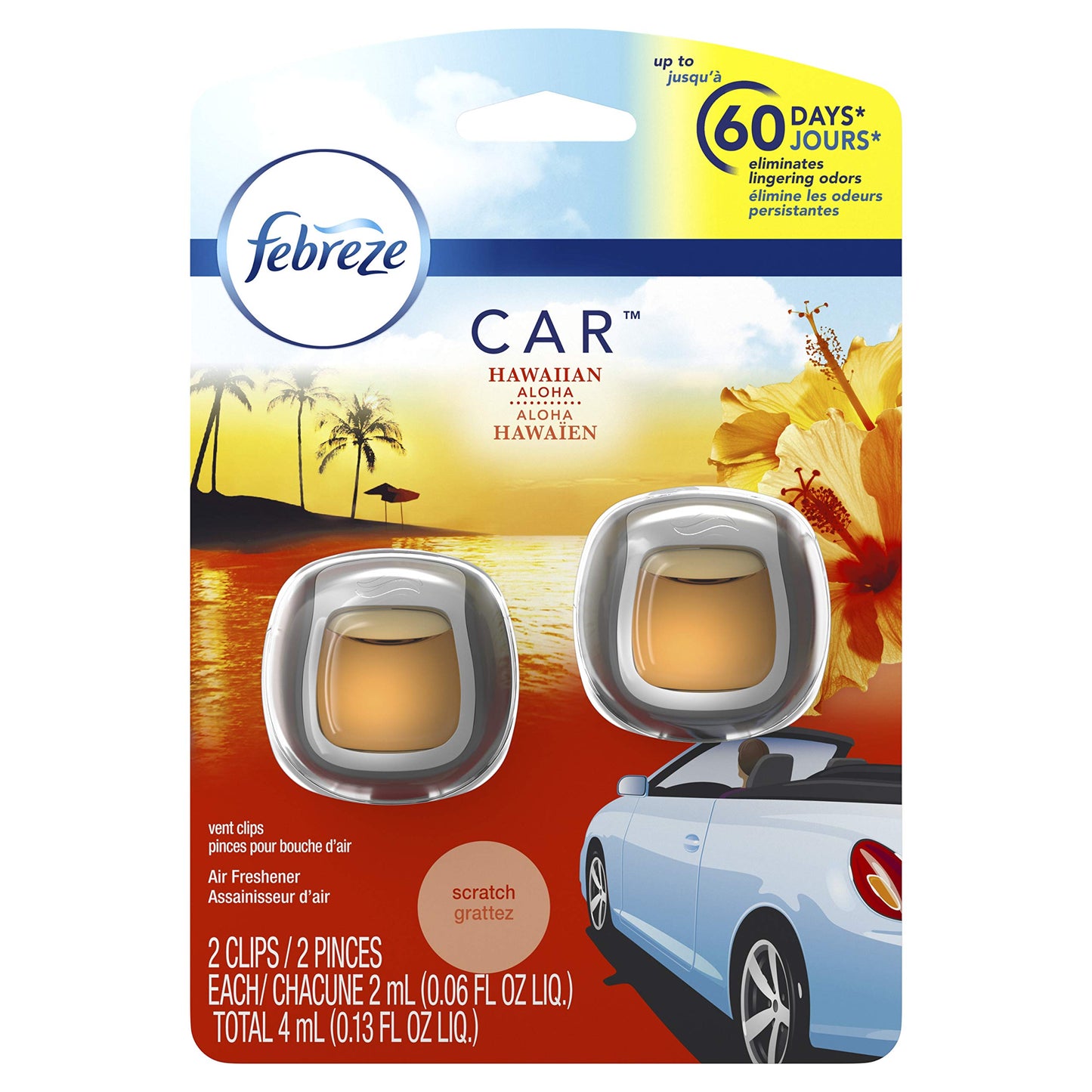 Febreze Car Air Fresheners, New Car Scent, Odor Eliminator for Strong Odors Car Vent Clips (2 Count)