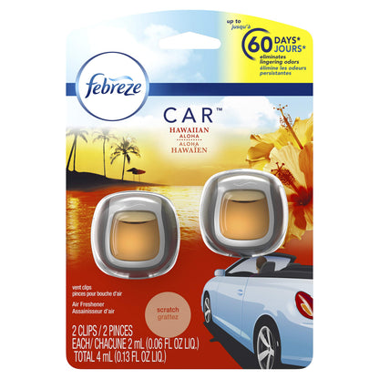 Febreze Car Air Fresheners, New Car Scent, Odor Eliminator for Strong Odors Car Vent Clips (2 Count)