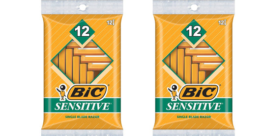 BIC Basic Sensitive Single Blade Disposable Shaver (24 Count, Pastel, Men with Sensitive Skin)