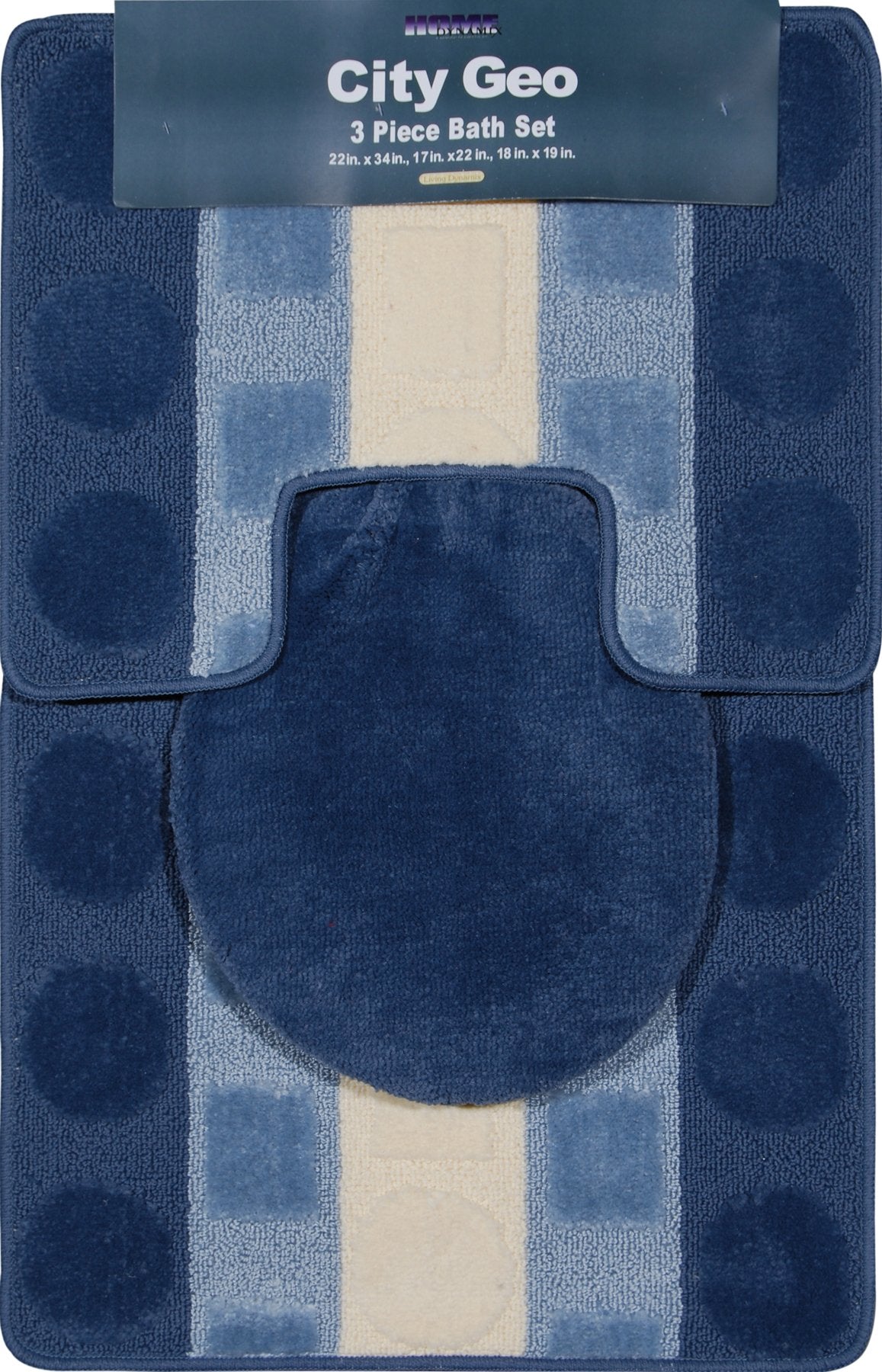 Home Dynamix City Geo Bath Rug Set: CIT3S-547 Brown-Teal 3 Piece Set: 3 Piece Bath Rug Set