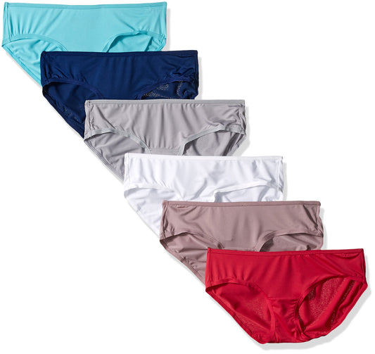Fruit Of The Loom Women's 6 Pack Microfiber Low-Rise Hipster, Assorted, X-Large/8