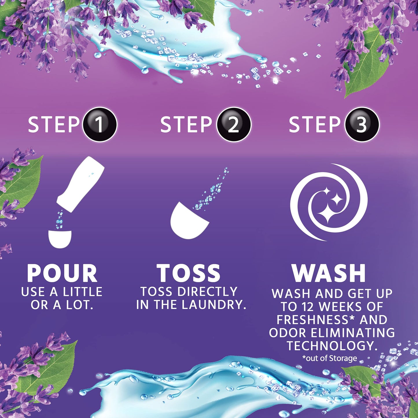 Purex Crystals In-Wash Fragrance and Scent Booster, Lavender Blossom, 15.5 Ounce, 4 Count
