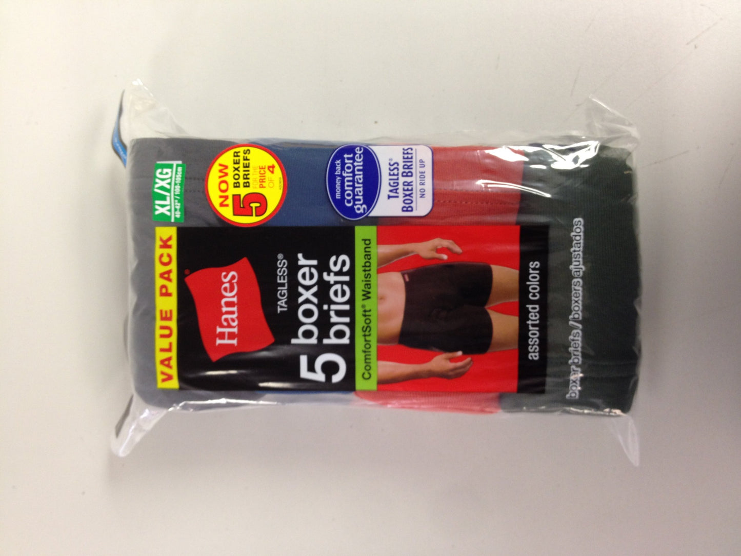 Hanes Men`s TAGLESS Boxer Briefs with ComfortSoft Waistband,7460Z5,L,Asst Solid