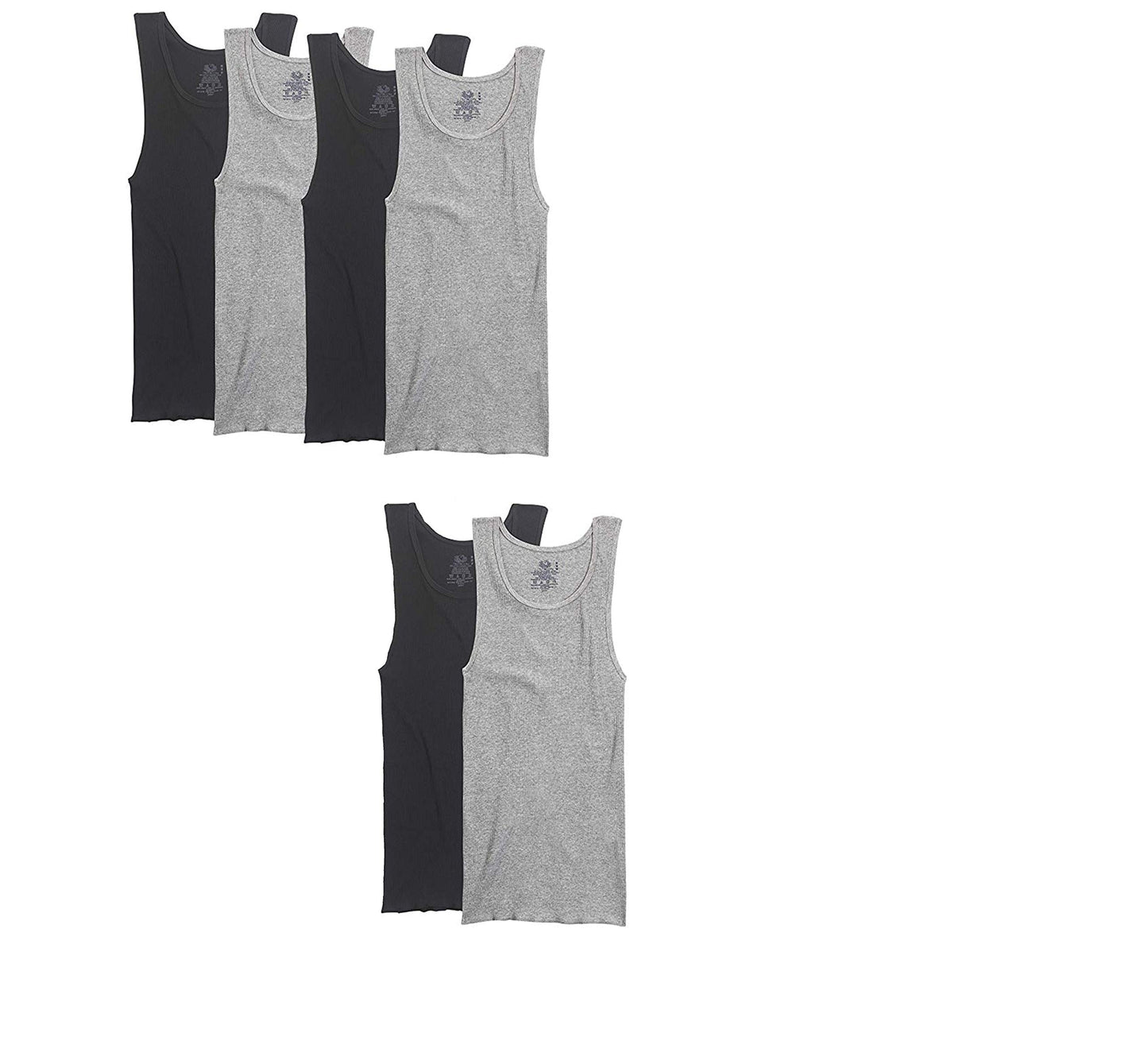 Fruit of the Loom Men's Undershirt (X-Large, Black & Grey 6-Pack)