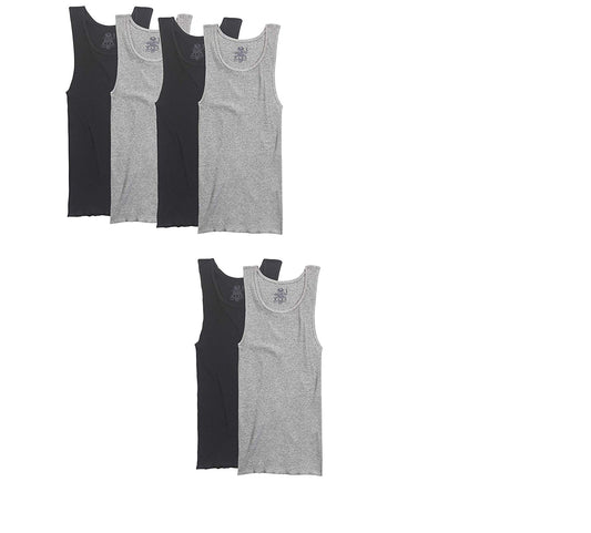 Fruit of the Loom mens A-shirt Multipack undershirts, Black & Grey 6-pack, Small US