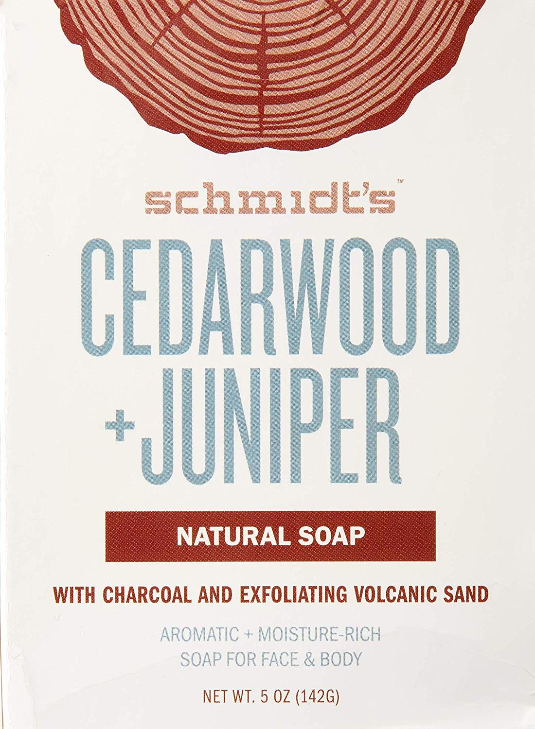 6 Pk. Schmidt's Cedarwood & Juniper Naturaul Soap with Charcoal and Exfoliating Volcanic Sand 5 Oz (30 Oz Total)