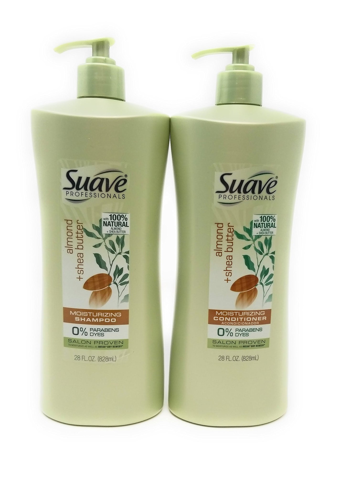 Suave Professionals Moisturizing Shampoo and Conditioner for Dry Hair Almond and Shea Butter Paraben-free and Dye-free 28 oz, 2 Count