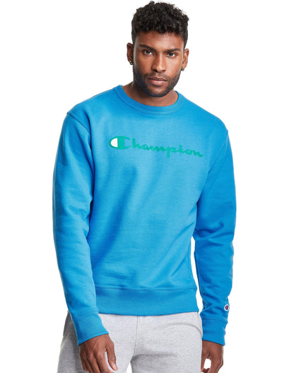 Champion Men's Powerblend Fleece Crew, Graphic (Retired Colors)
