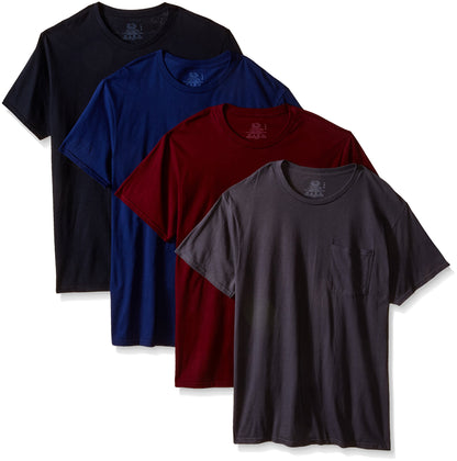 Fruit of the Loom Mens 4Pack Assorted Pocket Crewneck T-Shirts Undershirts L