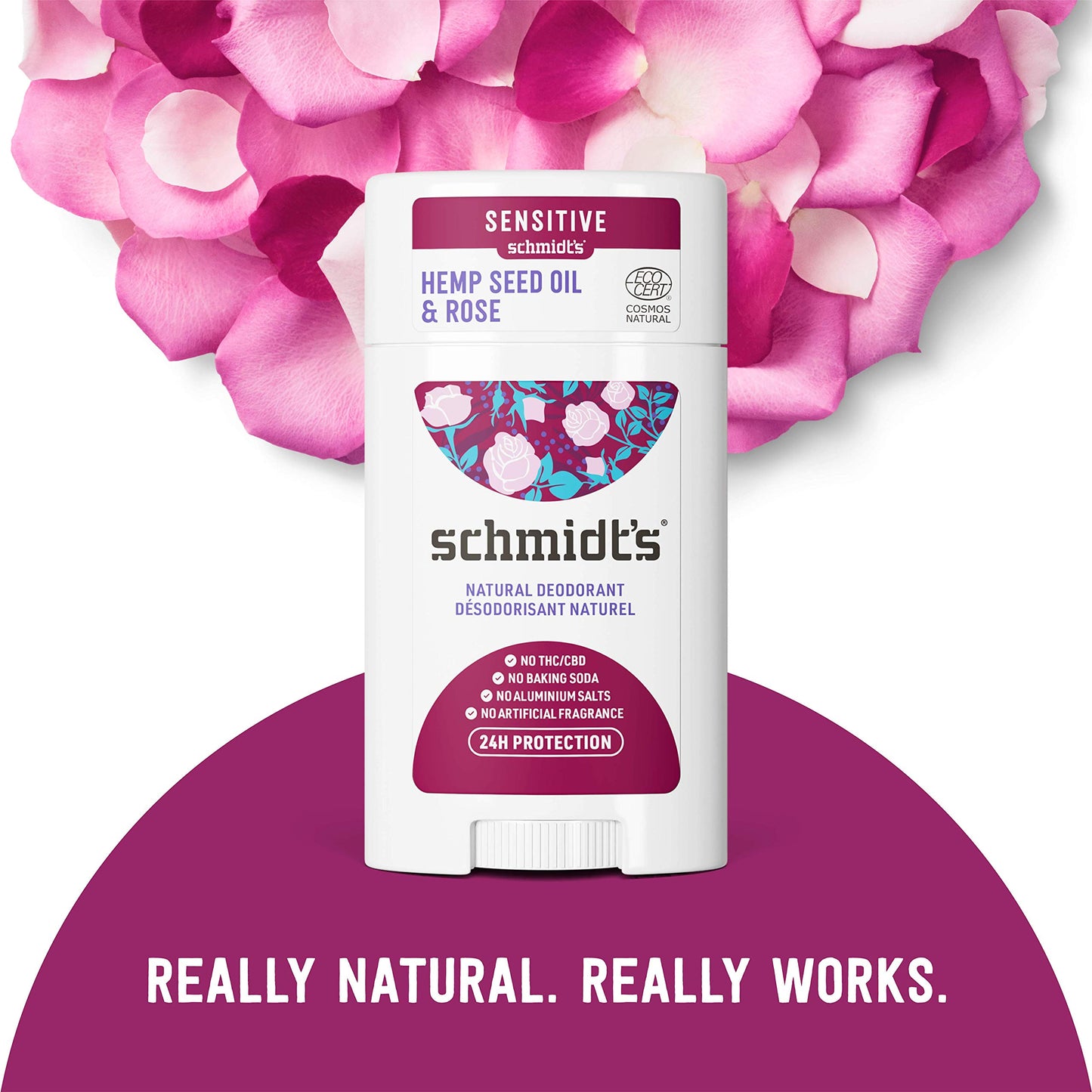 Schmidt's Deodorant For Odor Protection Rose + Black Pepper Aluminum Free Deodorant 2.65 oz
