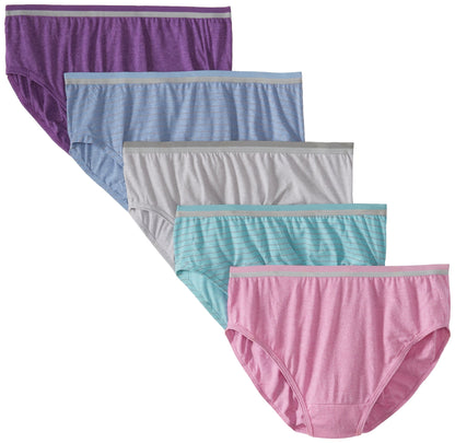 Fruit of the Loom Fit for Me Women`s 5pk Cotton Stretch Assorted Hi-Cut