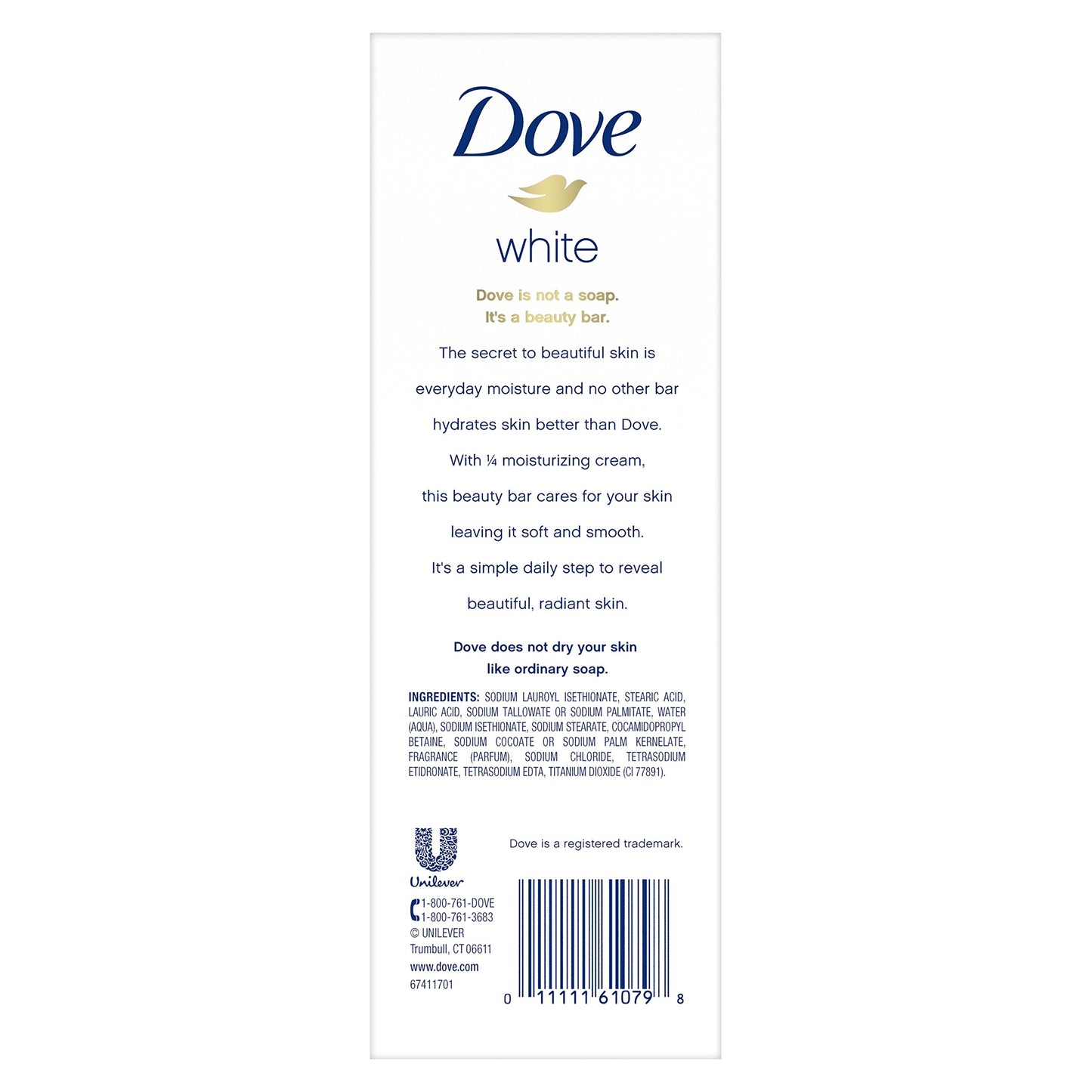 Dove Beauty Bar, White 4 oz, 8 Bar, Pack of 3