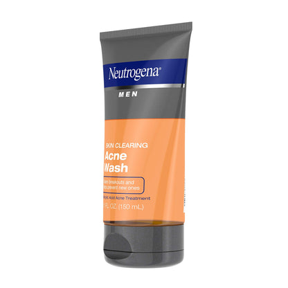 Neutrogena Men Skin Clearing Daily Acne Face Wash with Salicylic Acid Acne Treatment, Non-Comedogenic Facial Cleanser to Treat & Prevent Breakouts, 5.1 fl. oz