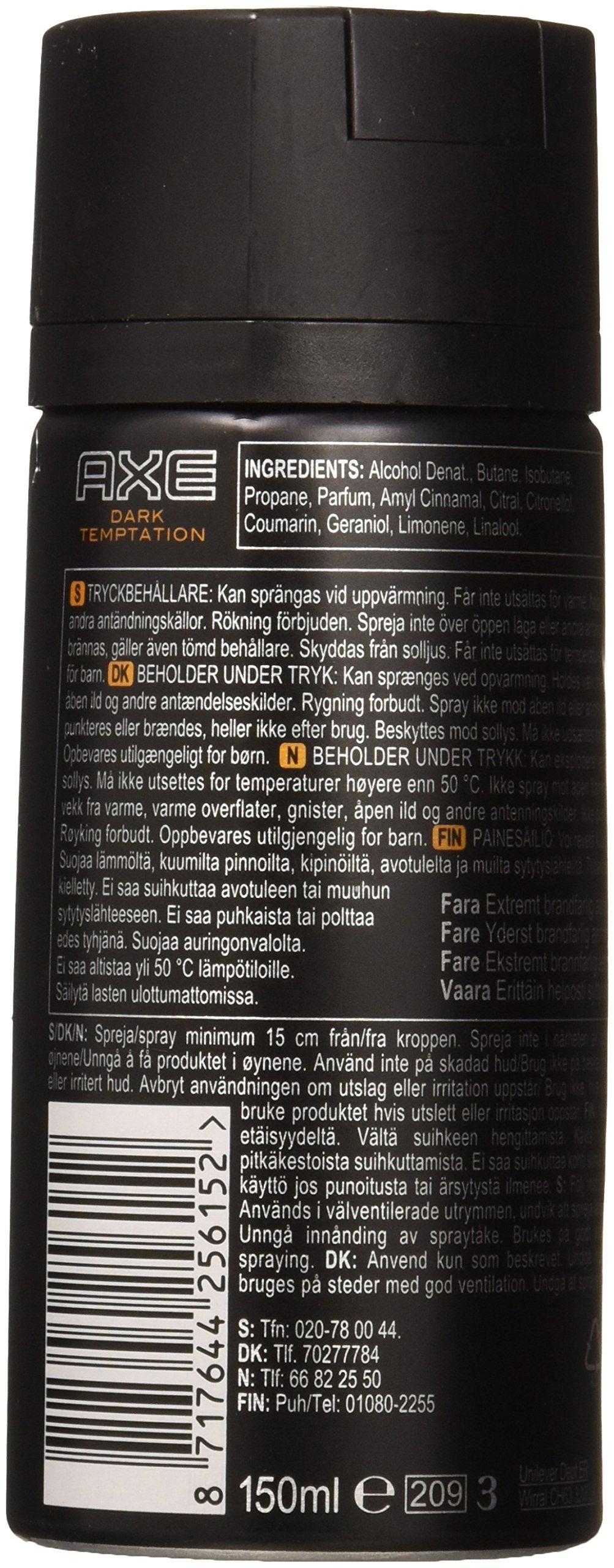 AXE DEODORANT BODY SPRAY (5.1, Ounce PACK OF 6, Dark Temptation)