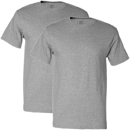 Fruit of the Loom Men's Lightweight Cotton Tees (Short & Long Sleeve), Crew-2 Pack-Heather Grey, XX-Large
