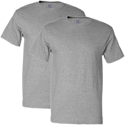Fruit of the Loom Men's Lightweight Cotton Tees (Short & Long Sleeve), Crew-2 Pack-Heather Grey, XX-Large