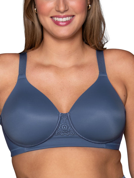 Vanity Fair Women's Full Figure Beauty Back Smoothing Bra, 4 Way Stretch Fabric, Lightly Lined Cups up to H, Wirefree-Blue Harbor, 46D