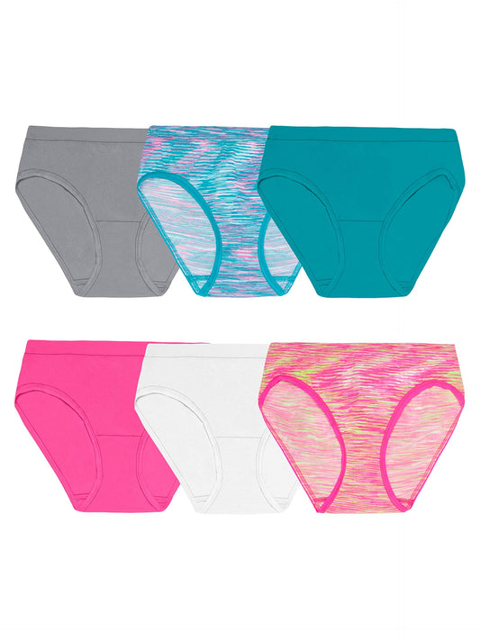 Fruit of the Loom girls Seamless Multipack Underwear, Hipster - 6 Pack Assorted, 8 US