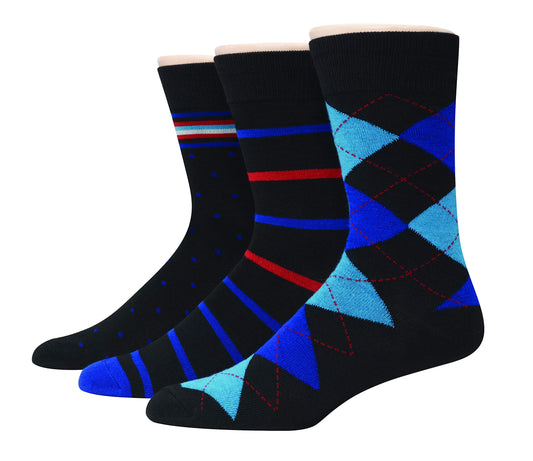 Hanes Men's Dress Crew Sock, Navy with Green/Blue New Argyle, 6-12