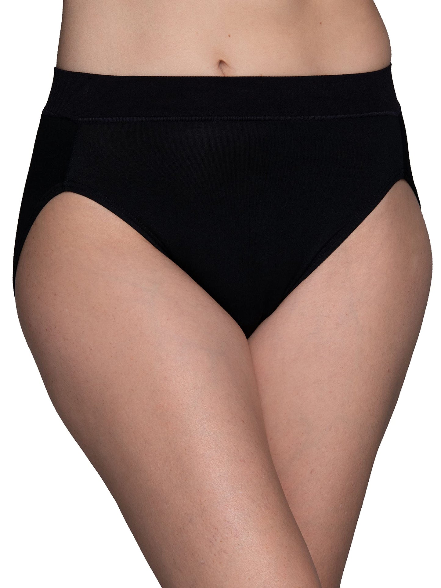 Vanity Fair Women's Beyond Comfort Hi Cut Panties, Seamless Waist-Black, 9
