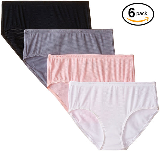 Fruit of The Loom Women's 6 Pack Brief Panties (Breathable Micro Mesh, Small (5))