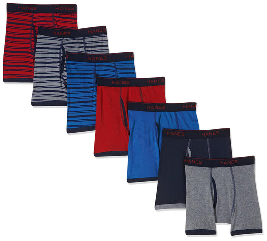 Hanes Boys' Boxer Briefs Pack, 100% Cotton, Moisture-Wicking Boxer Brief Underwear, Boxer Briefs Multipack (Colors May Vary)