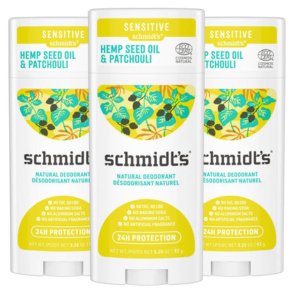 Schmidt's Aluminum Free Natural Deodorant for Women and Men, Hemp Seed Oil and Sage for Sensitive Skin with 24 Hour Odor Protection, Certified Cruelty Free, Vegan Deodorant, 3.25 oz,vetiver,sage,WHITE