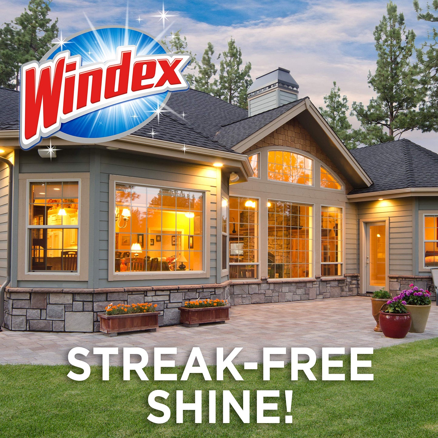 Windex Outdoor Window and Glass Cleaner for Hose Ammonia Free, Concentrated Formula for Deep Outdoor Clean, Patio Cleaner, Compatible With All Hoses, 32 Fl Oz (Pack of 8)
