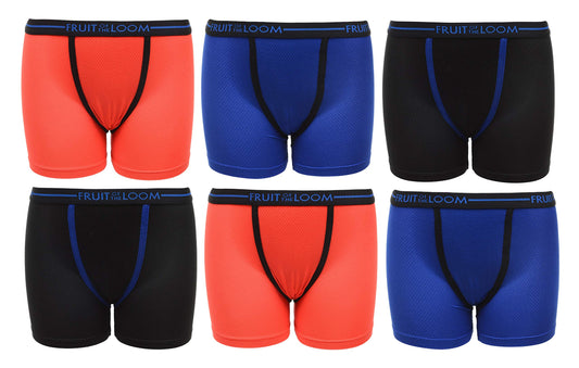 6 Pack of Fruit of the Loom Breathable Boxer Brief Underwear Multipack, Micro/Mesh Assorted, X-Large