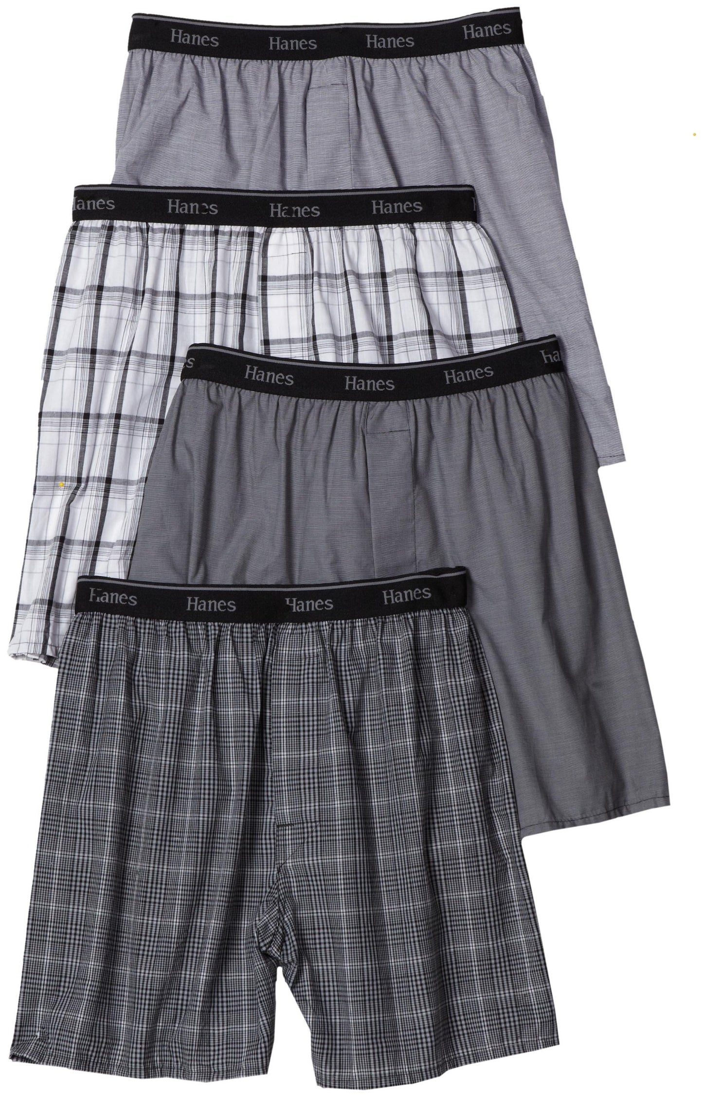 Hanes Ultimate Men's 4-Pack Classic Comfort Flex Waistband Woven Boxers Underwear, Assorted, Large