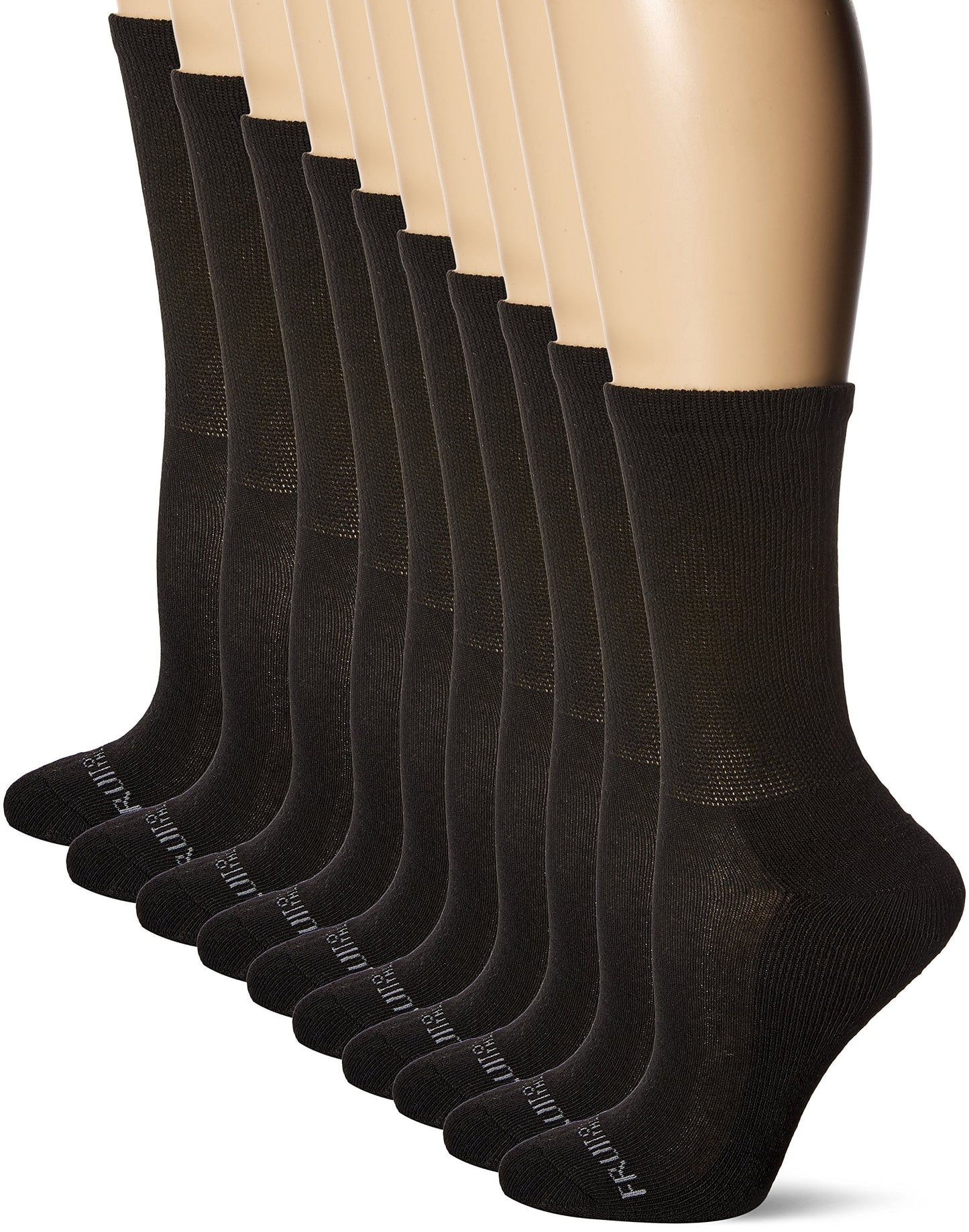 Fruit of the Loom Women's 10 Pack Cushioned Crew Socks, Whites, Shoe Size: 4-10