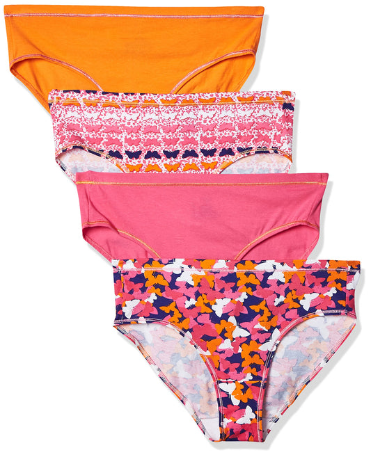 Hanes Ultimate Girls' 4-Pack Cotton Stretch Brief Panties, Assorted, 8