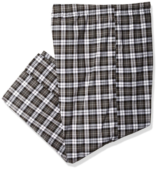 Hanes Men's Woven Pajama Pant, Black Plaid, 2X-Large