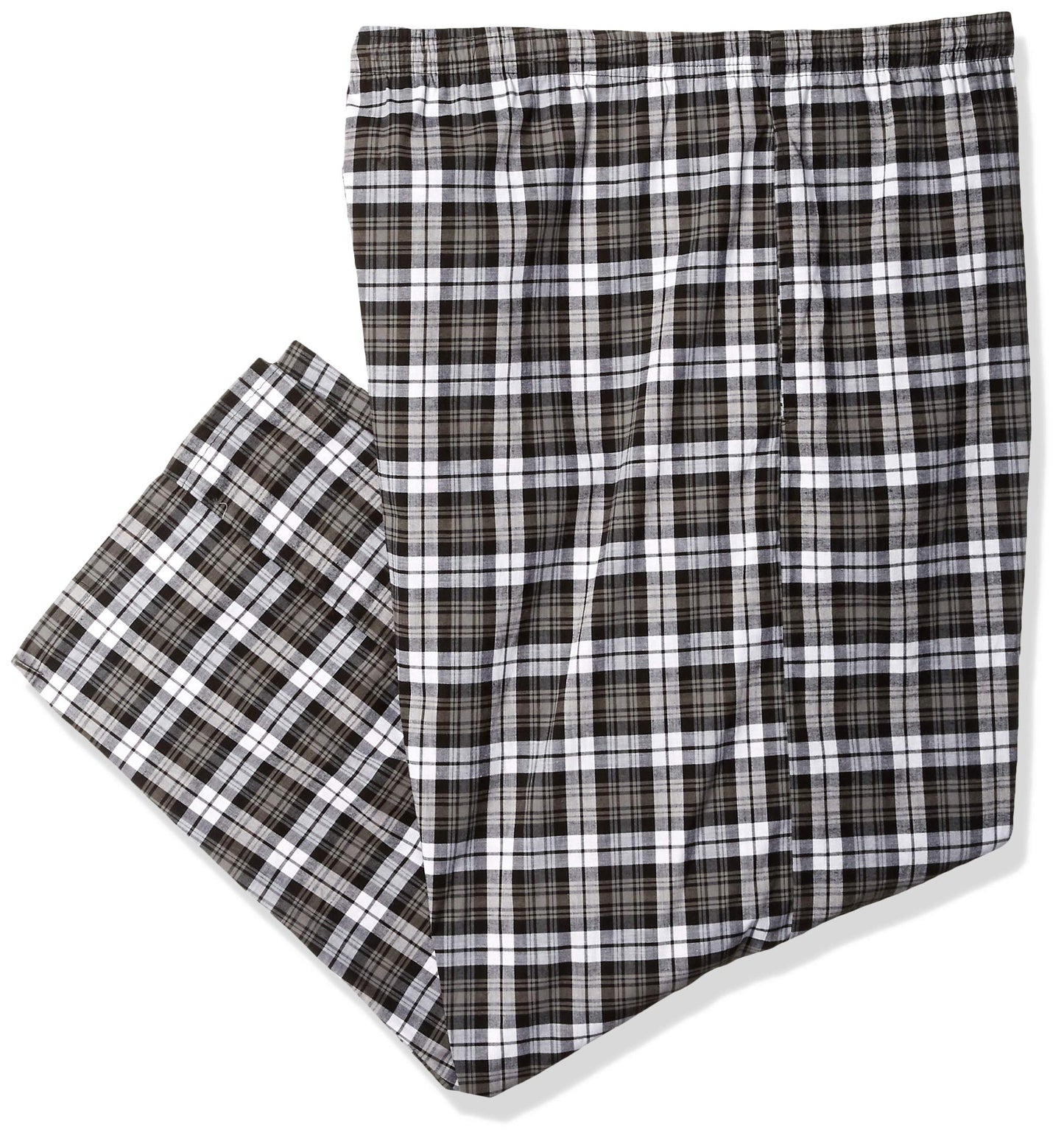 Hanes Men's Woven Pajama Pant, Black Plaid, 2X-Large
